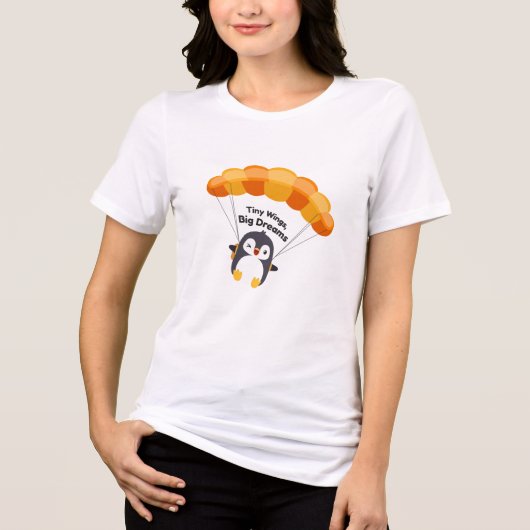小さな翼と大きな夢のペンギンTシャツ トライブレンドTシャツ (正面)