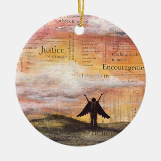 「小さな翼」 セラミックオーナメント (正面)