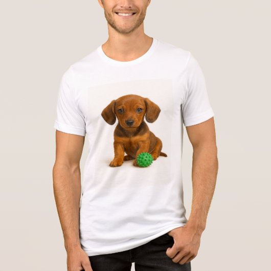 小さな脚、大きな玩具 – Dachshund Pup トライブレンドTシャツ (正面)