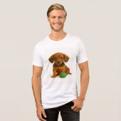 小さな脚、大きな玩具 – Dachshund Pup トライブレンドTシャツ (正面全面)