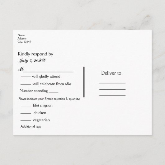 小さな自然の木のウェディング・ナチュラルスタイルの出欠返信 インビテーションポストカード (裏面)