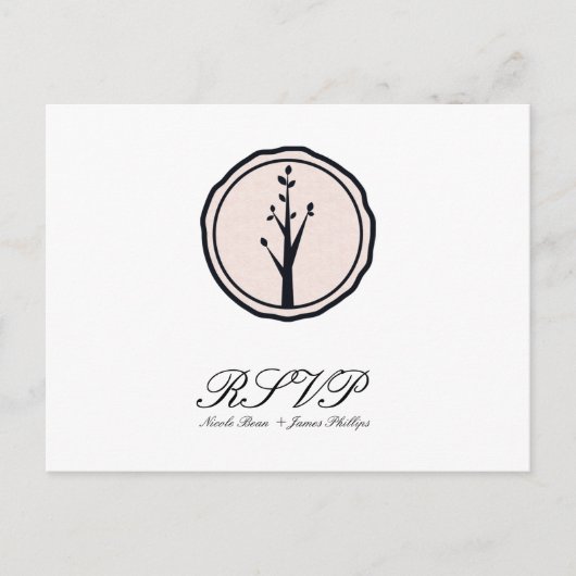 小さな自然の木のウェディング・ナチュラルスタイルの出欠返信 インビテーションポストカード (正面)