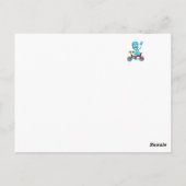 小さな自転車に乗ったエイリアン ポストカード (裏面)