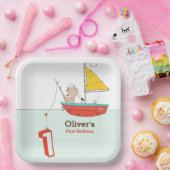 小さな航海のセーラー熊の最初の誕生日 ペーパープレート (パーティー)