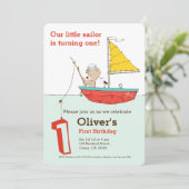 小さな航海のセーラー熊の最初の誕生日 招待状 (スタンド正面)