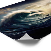 小さな船に乗って海を航行する人 ポスター (角)