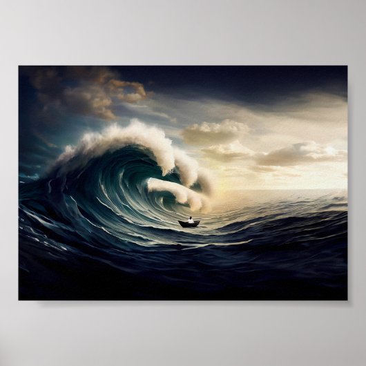 小さな船に乗って海を航行する人 ポスター (正面)