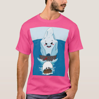 小さな船を追う巨大な氷山 Tシャツ