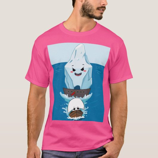 小さな船を追う巨大な氷山 Tシャツ (正面)