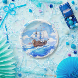 小さな船員の到着：男の子の航海の赤ちゃんシャワー ペーパープレート