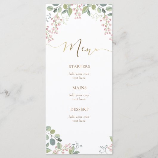 小さな花と緑のメニュー メニュー (正面)