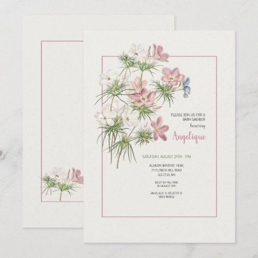 小さな花のシャワー 招待状 (正面/裏面)