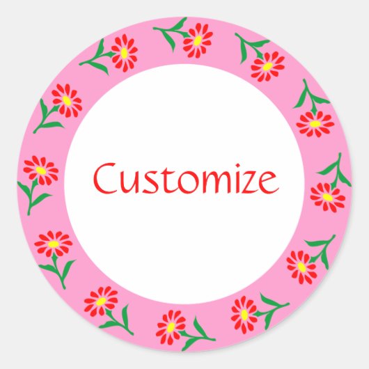 小さな花のテンプレート ラウンドシール (正面)