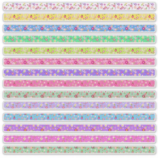 小さな花のフレーム 色のバリエーション シール (正面)