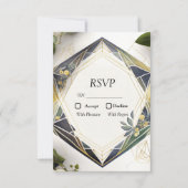 小さな花のモダン幾何学的なデザインの返信カード 出欠カード (正面)