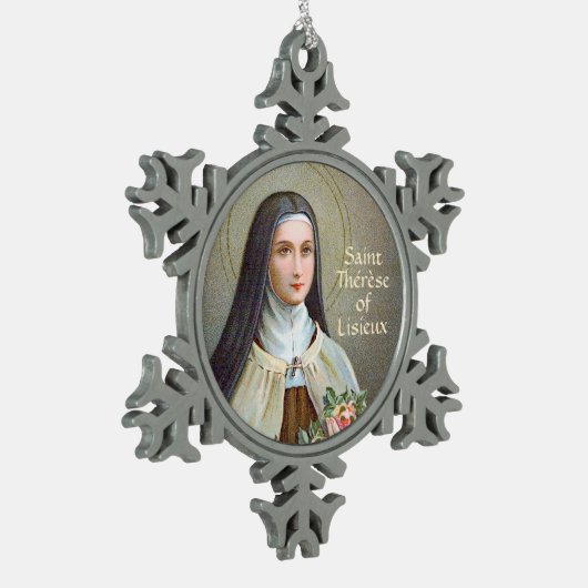 小さな花のリシューの聖テリーズ(BJE 01) スノーフレークピューターオーナメント (左)