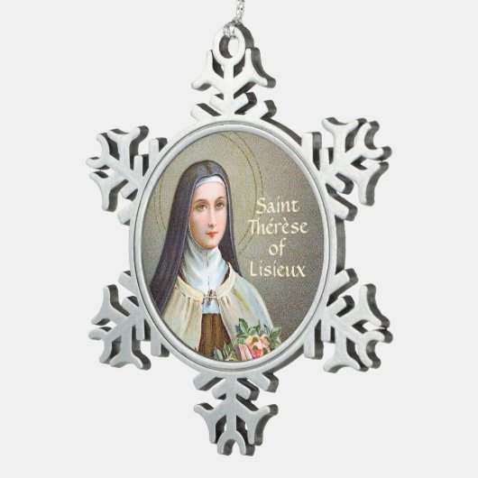 小さな花のリシューの聖テリーズ(BJE 01) スノーフレークピューターオーナメント (右)