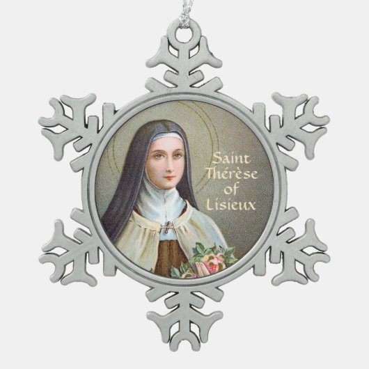 小さな花のリシューの聖テリーズ(BJE 01) スノーフレークピューターオーナメント (正面)