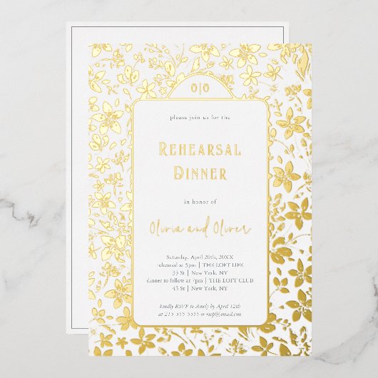 小さな花のリハーサルディナー 箔招待状 (正面/裏面)