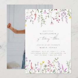 小さな花の乙女のフラワーバースデーパーティー 招待状