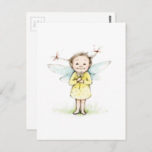 小さな花の妖精のスケッチ ポストカード (正面/裏面)