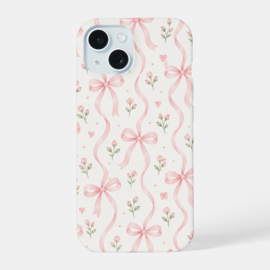 小さな花の弓のスマホケース iPhone 15ケース (裏面)