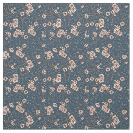 小さな花の淡い青い模様 ファブリック