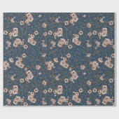 小さな花の淡い青い模様 ラッピングペーパー (フラット)