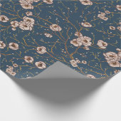 小さな花の淡い青い模様 ラッピングペーパー (角)