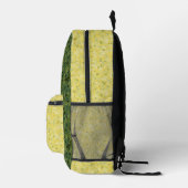 小さな花の黄色と緑の背景 プリントバックパック (右)