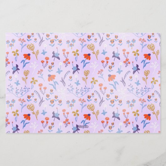 小さな花はピンク紫 便箋 (裏面)