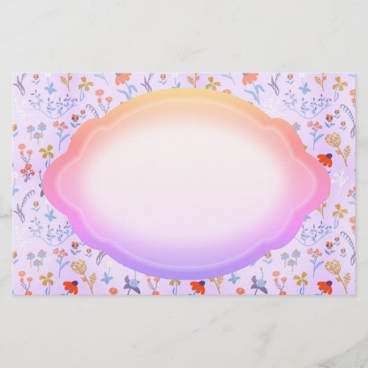 小さな花はピンク紫 便箋 (正面)