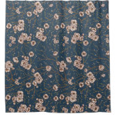 小さな花は淡い青のパターン シャワーカーテン (正面)