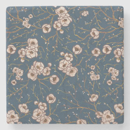 小さな花は淡い青のパターン ストーンコースター