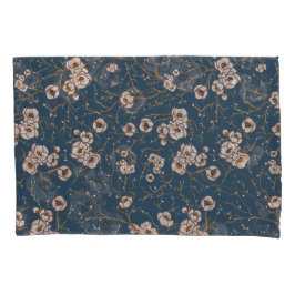 小さな花は淡い青のパターン 枕カバー