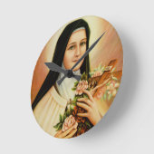 小さな花をカトリックの宗教的な聖 ラウンド壁時計 (傾斜)