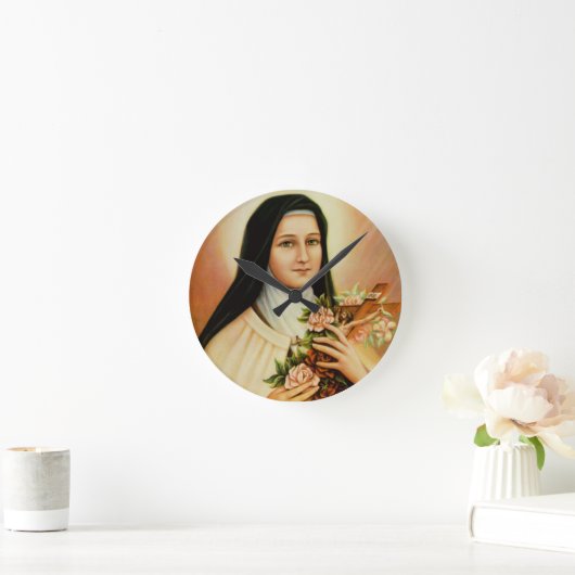 小さな花をカトリックの宗教的な聖 ラウンド壁時計 (ホーム)