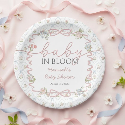 小さな花を咲かせる赤ちゃん はじめてのbaby shower ペーパープレート
