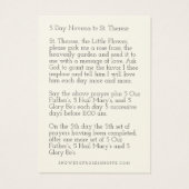 小さな花を聖テースにカトリックのノヴェナ (裏面)