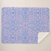 小さな花パターン。ブルー02.bピンクBG シェルパブランケット (正面(横))