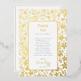 小さな花ブライダルシャワーありがとうフォイルカード 箔招待状