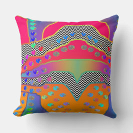 小さな花ホットピンクシェブロン クッション