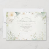 小さな花図解入りの、写真付きのの赤ちゃんシャワー 招待状 (正面)