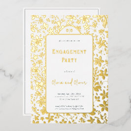 小さな花婚約パーティ 箔招待状