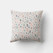 小さな花模様ピンク&ブルーon Cream クッション (裏面)