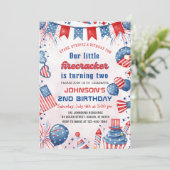 小さな花火 4th Of July 誕生日パーティー2歳 招待状 (スタンド正面)