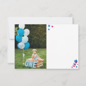 小さな花火 4th of July 1歳の誕生日写真 サンキューカード (裏面)