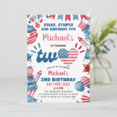 小さな花火 4th Of July 2歳の誕生日パーティー 招待状 (スタンド正面)