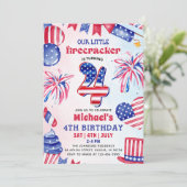 小さな花火 4th Of July 4歳の誕生日パーティー 招待状 (スタンド正面)