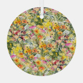 小さな花畑：明るい水色。 ガラスオーナメント (裏面)